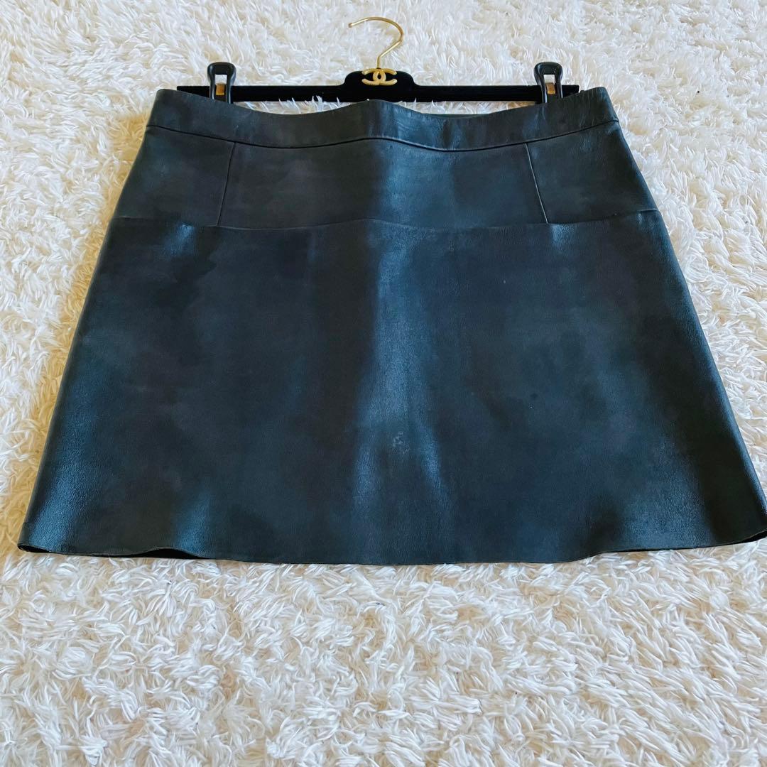1332 セリーヌ　CELINE ミニスカート　ラムレザー　ビンテージ品　36