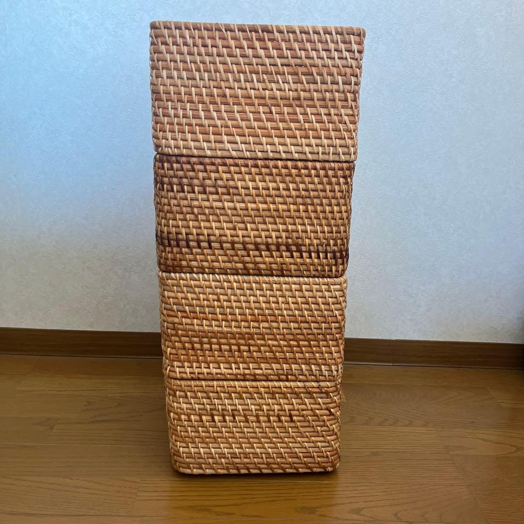 無印良品　重なるラタン長方形バスケット・中 x 4