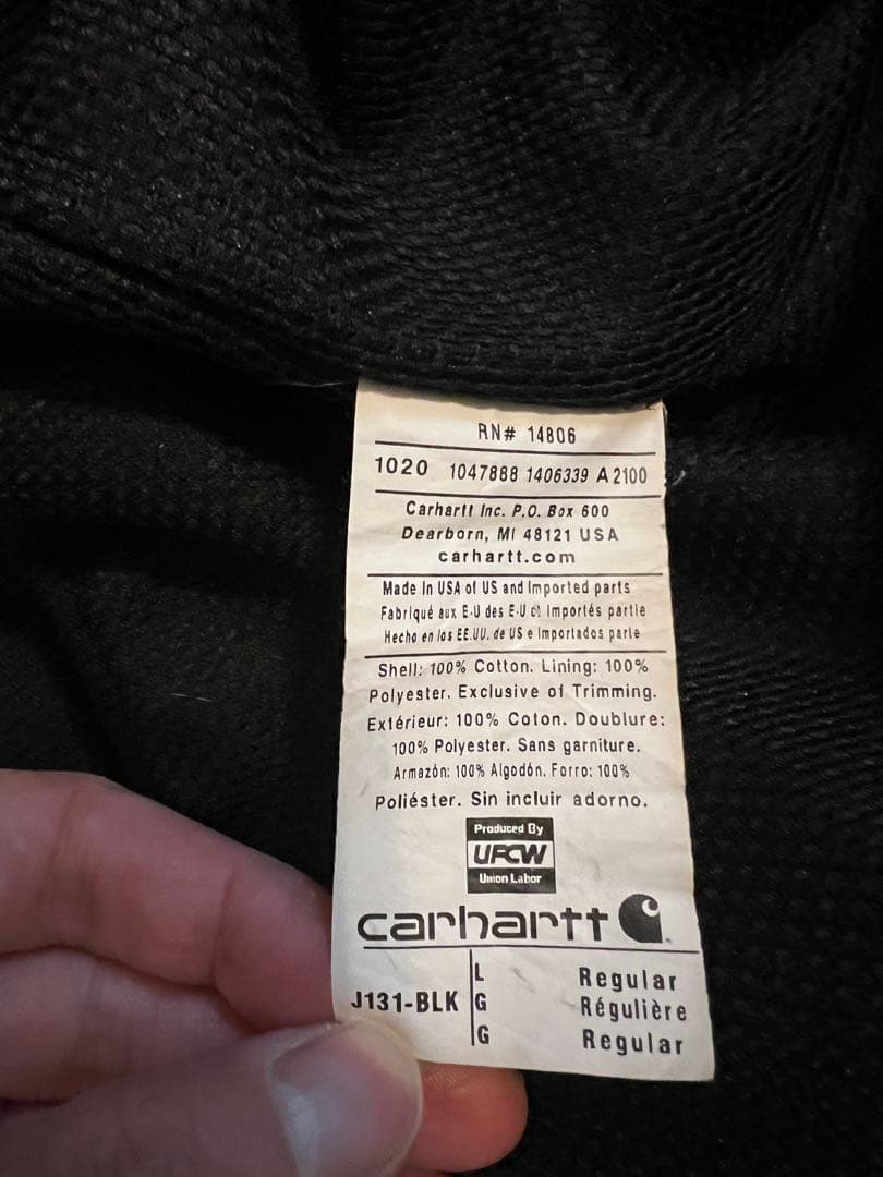 Carhartt J131 BLK アクティブジャケット Lサイズ 少フェード