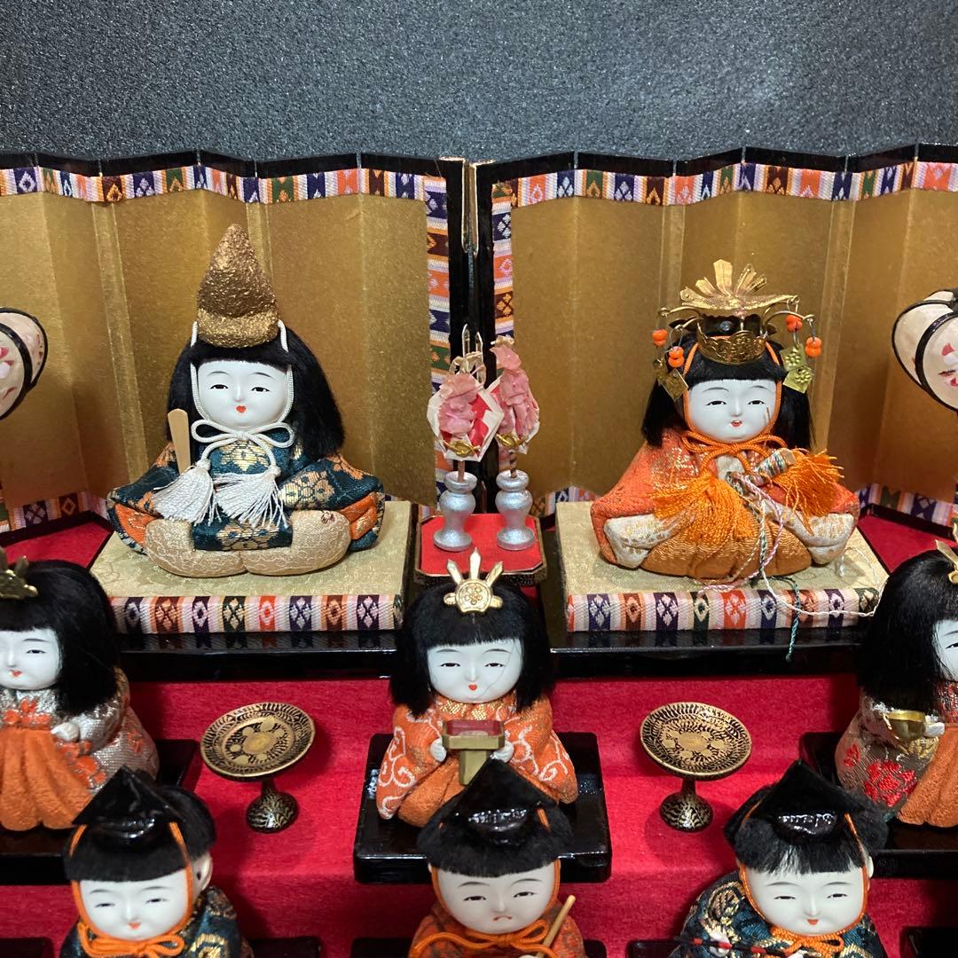 雛人形　アンティーク　木目込み十五人揃え