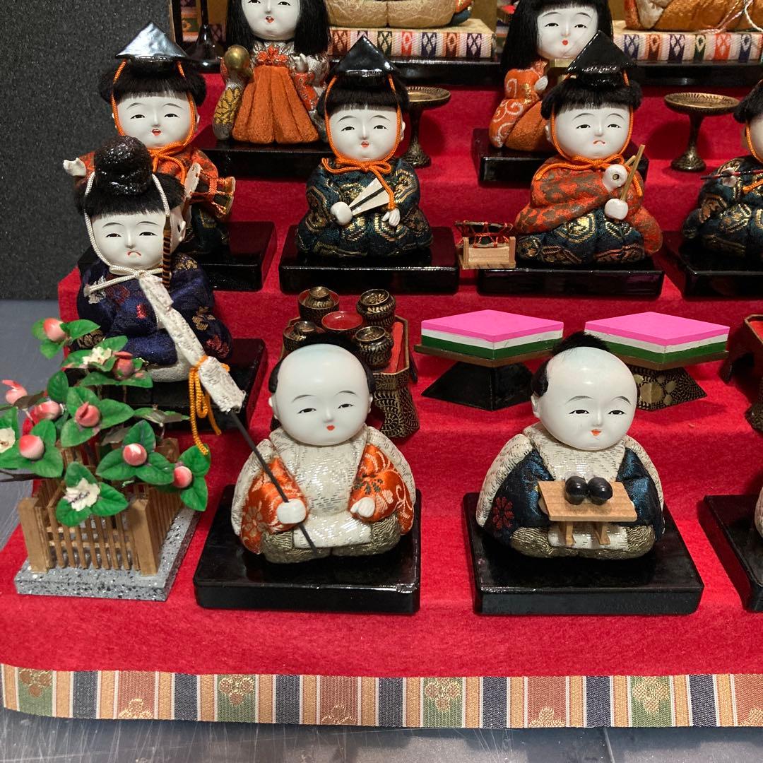 雛人形　アンティーク　木目込み十五人揃え