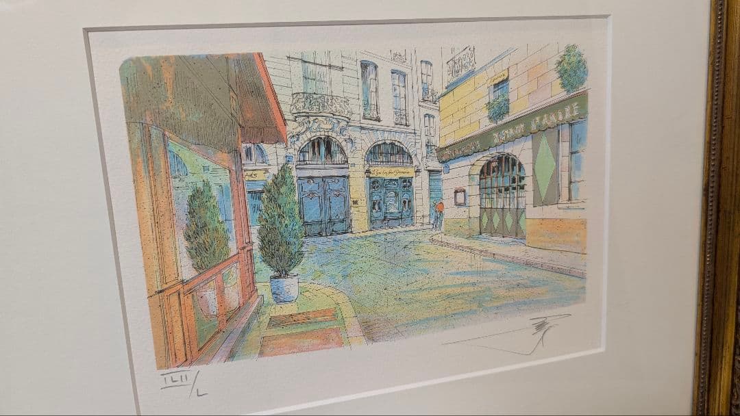 直筆サイン　ロルフ・ラフルスキー　　ビストロ セント アンドレ　リトグラフ　版画