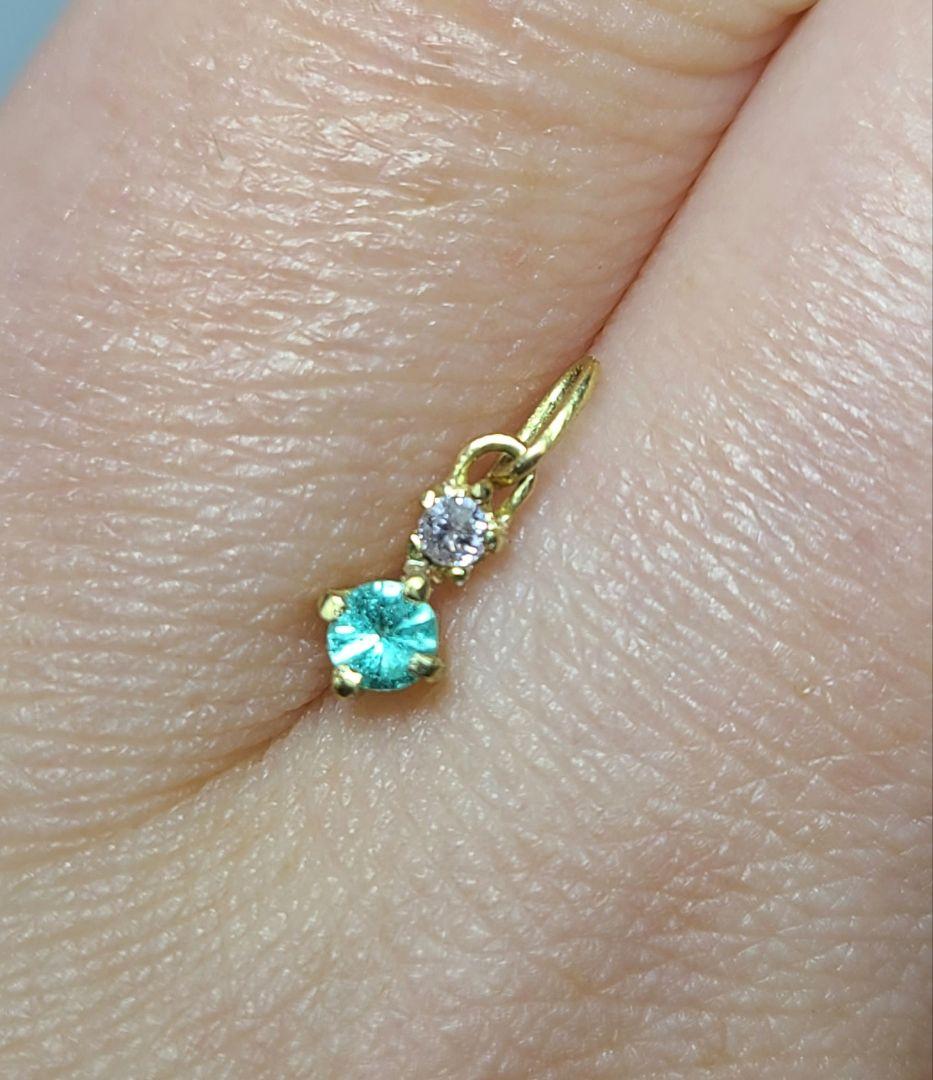 幻達の共演★バターリャパライバトルマリン&ピンクダイヤモンドペンダント18金★