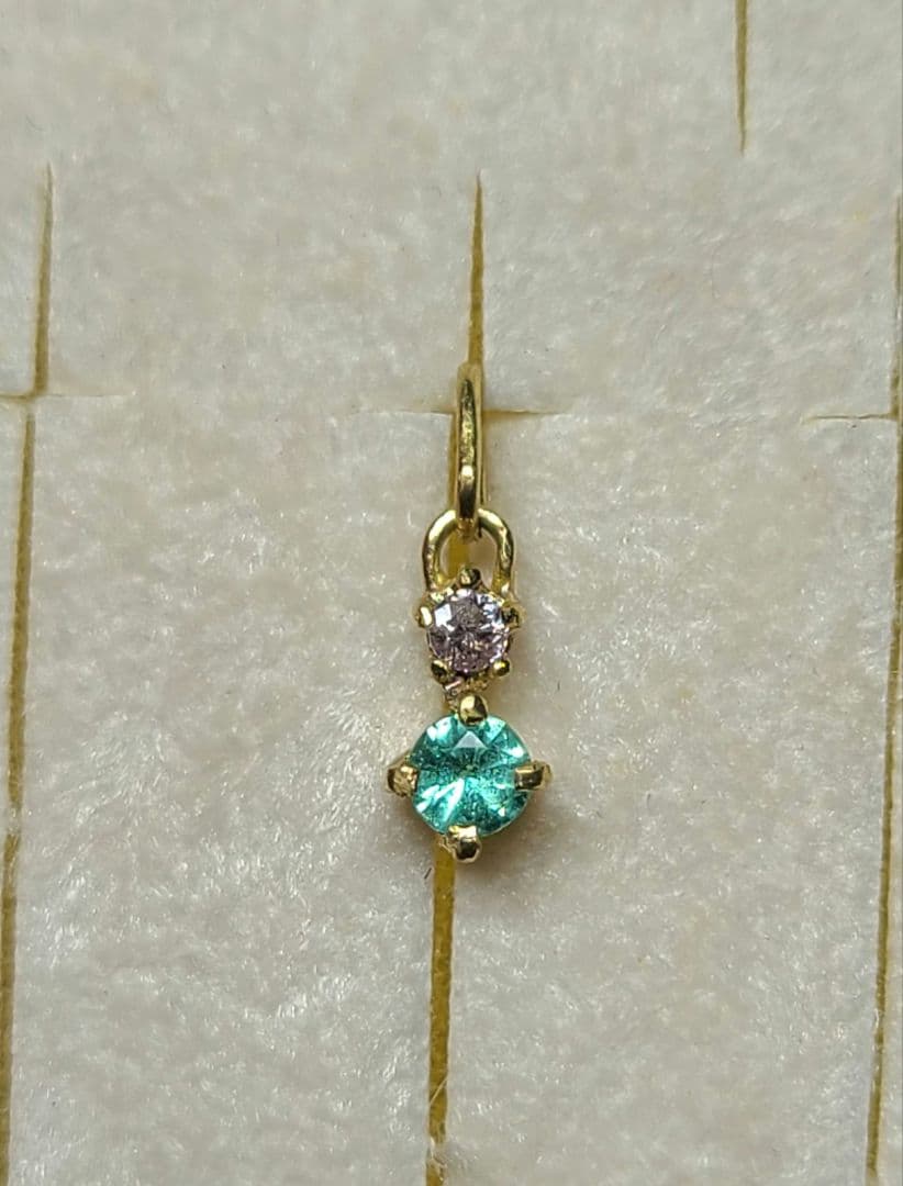 幻達の共演★バターリャパライバトルマリン&ピンクダイヤモンドペンダント18金★