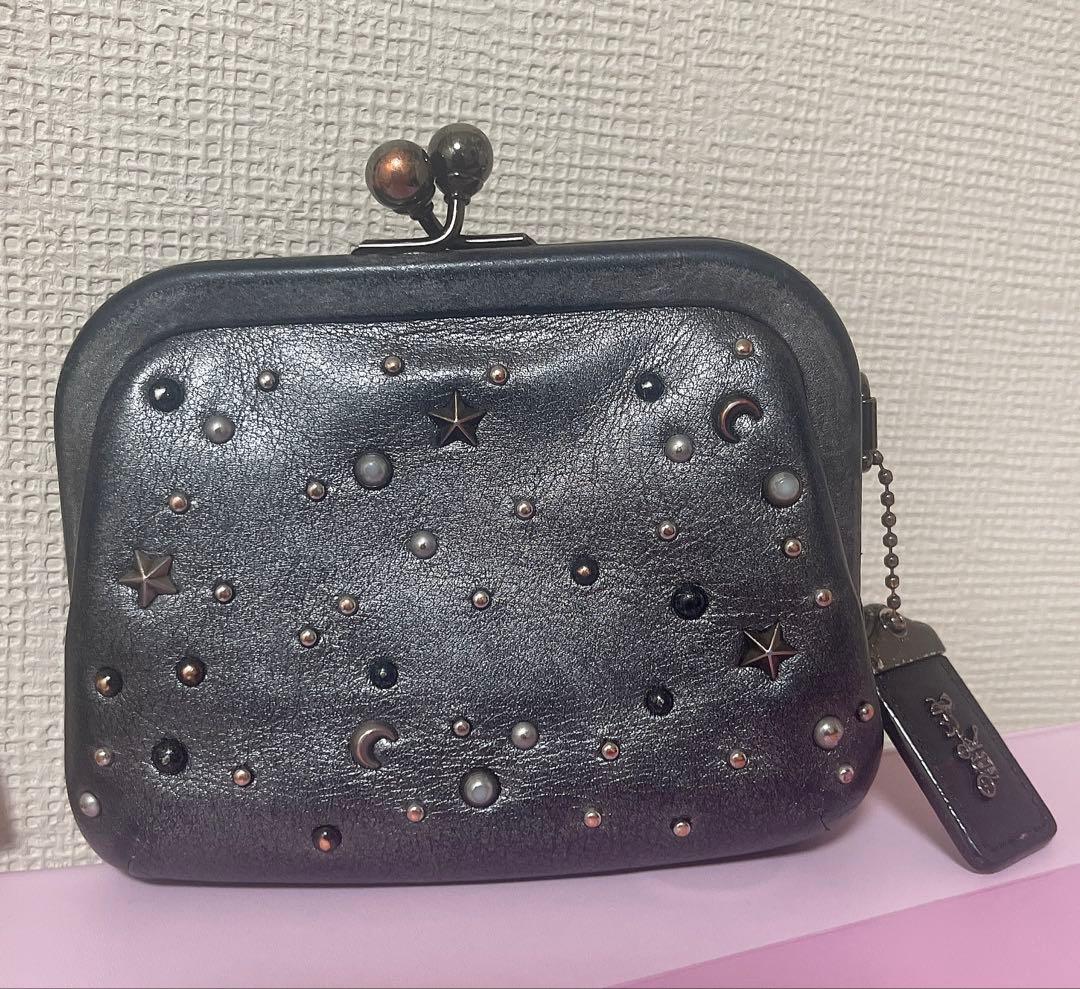 【希少】コーチ パース キスロック 水原希子 スターリべット シルバー