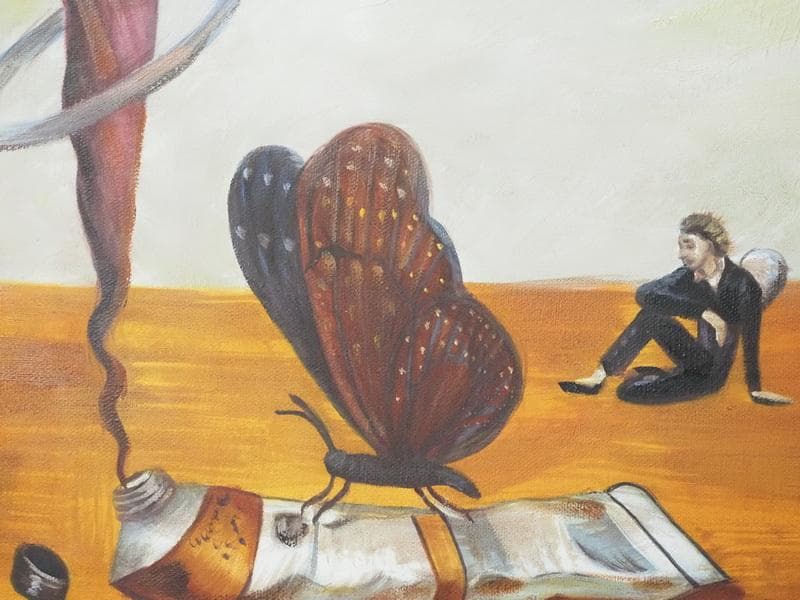 【値下げ】 人物画　油絵　金子国義　F6　額付き　手描き　肉筆