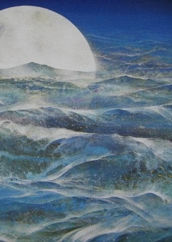 堀晃、【海の話】、希少な額装用画集より、新品額装付、状態良好