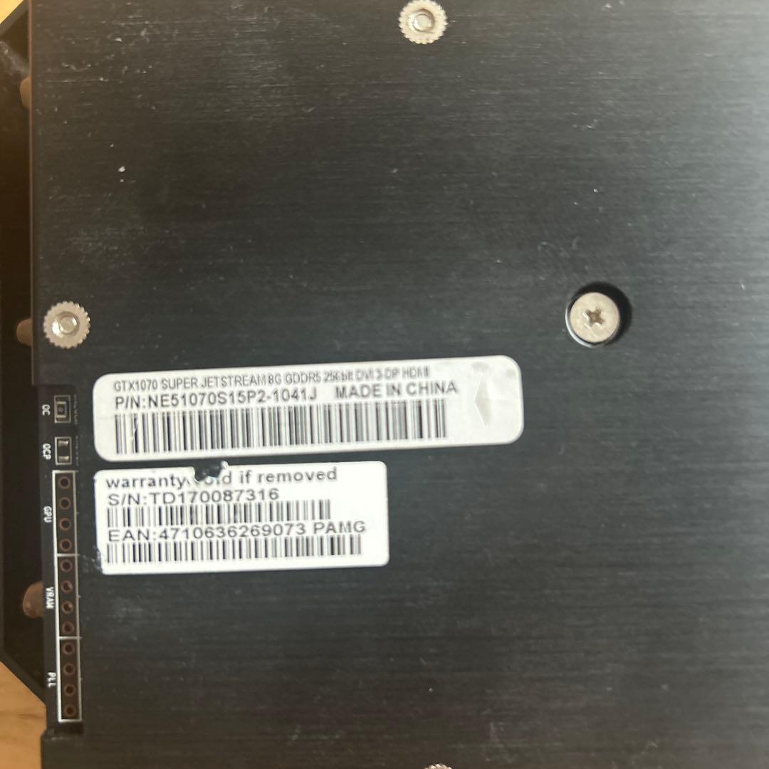 グラフィックボード・グラボ・ビデオカード GTX 1070 Super JetStream 8GB GDDR5