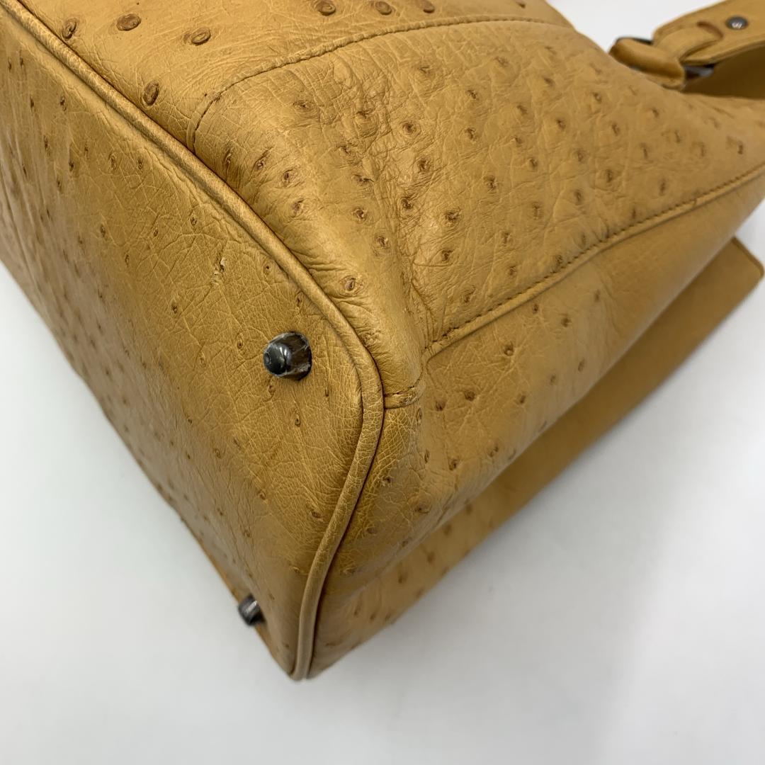 未使用品 RACINE オーストリッチ ハンドバッグ クイルマーク エキゾチック