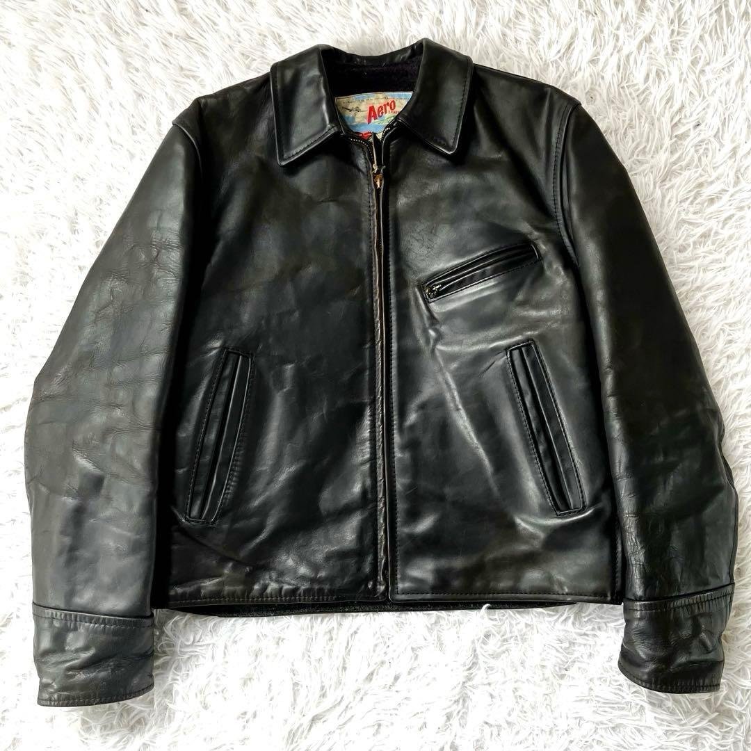 エアロレザー 革ジャン 本革 茶芯 ホースハイド ステアハイド ライダース 馬革