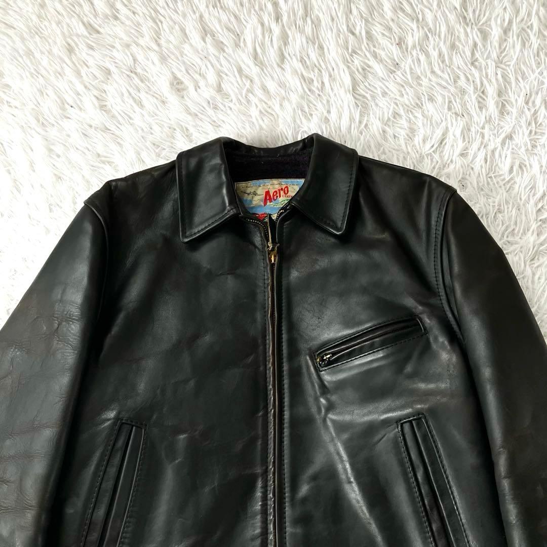 エアロレザー 革ジャン 本革 茶芯 ホースハイド ステアハイド ライダース 馬革