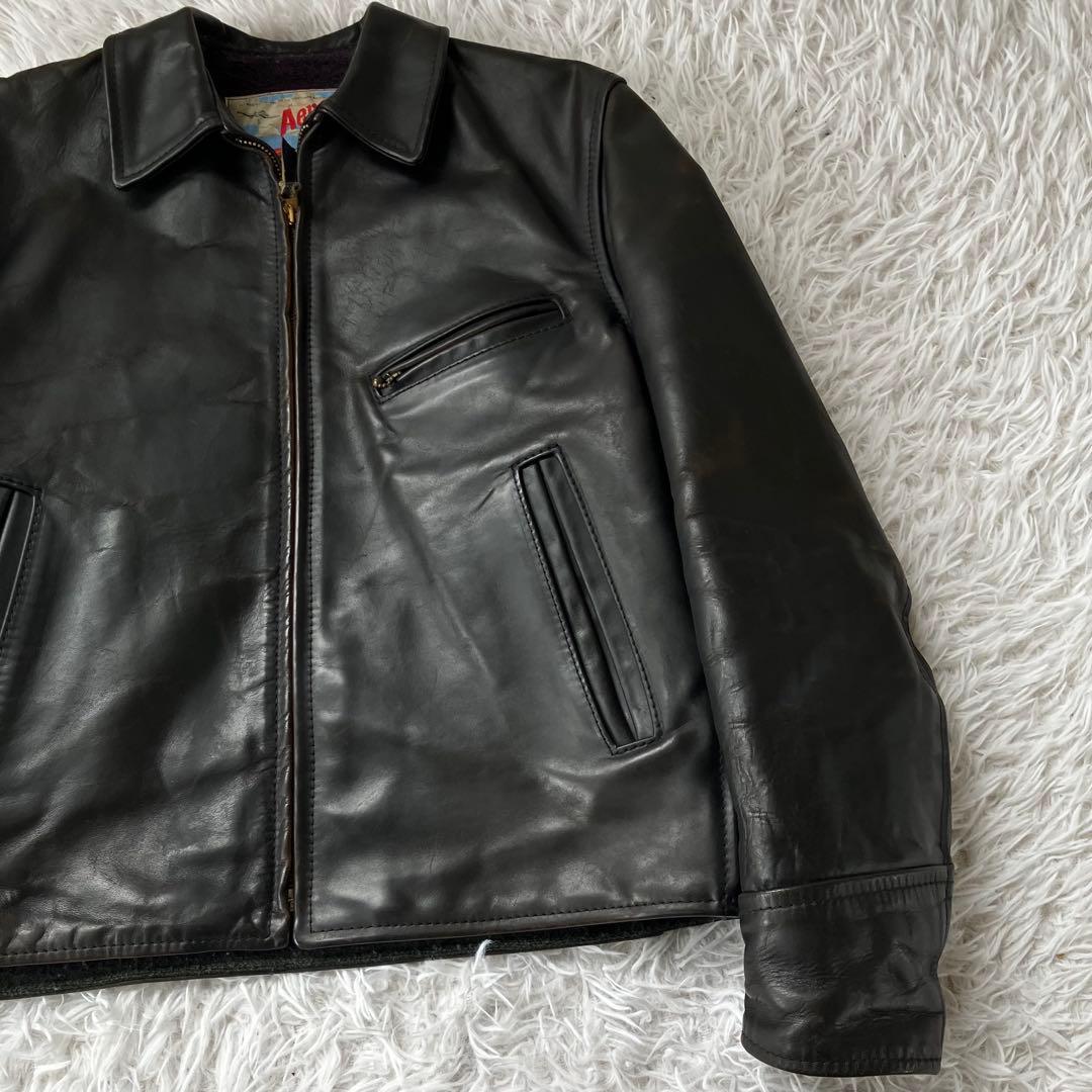 エアロレザー 革ジャン 本革 茶芯 ホースハイド ステアハイド ライダース 馬革