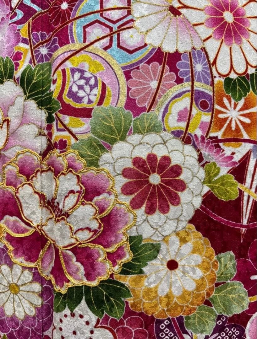 振り袖　フルセット　長襦袢付　ブランド　金彩加工　刺繍入り　銀通　成人式　735