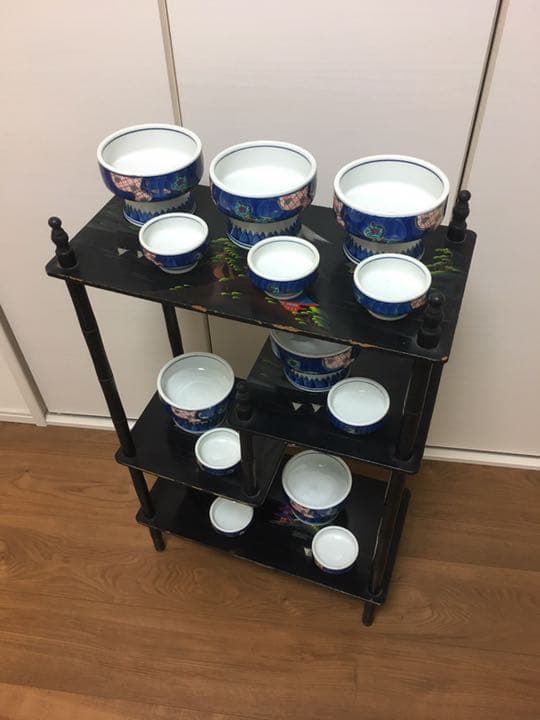 【色絵陶磁器・7組14点】＋飾り棚セット
