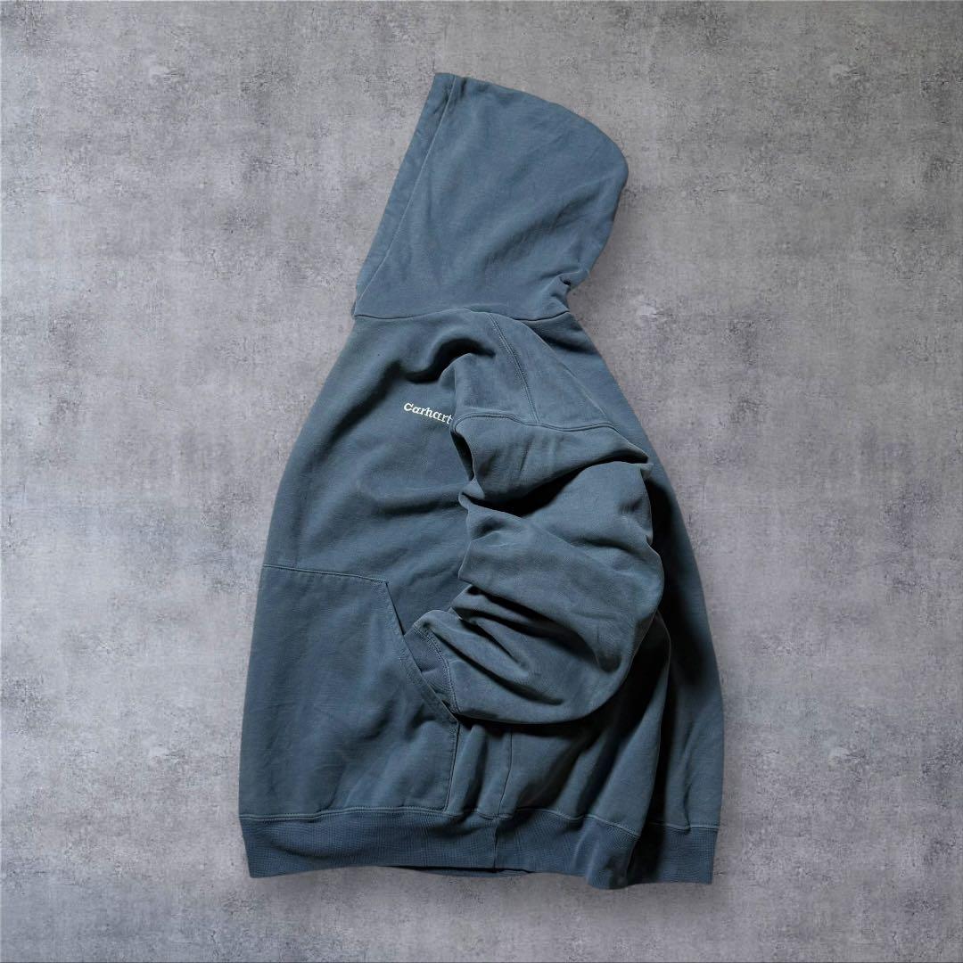 2289 古着00sカーハートプルオーバーパーカー刺繍ロゴ短丈フェード雰囲気系