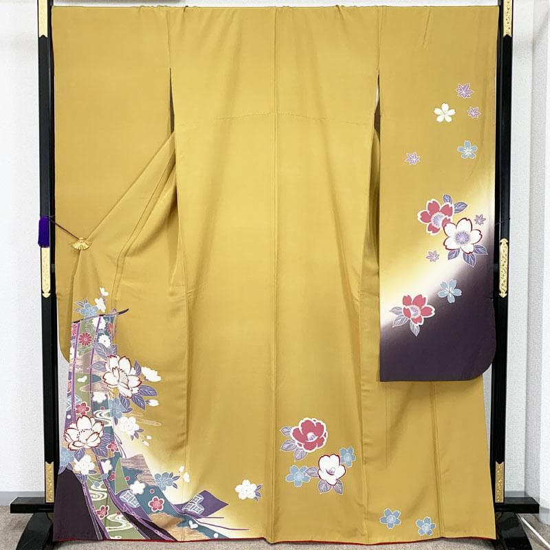507z54☆振袖 古典柄 金彩 シンプル モダン 桜 熨斗☆美品 成人式結婚式