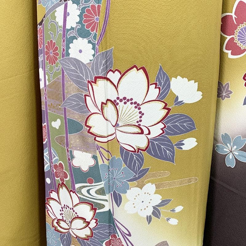 507z54☆振袖 古典柄 金彩 シンプル モダン 桜 熨斗☆美品 成人式結婚式