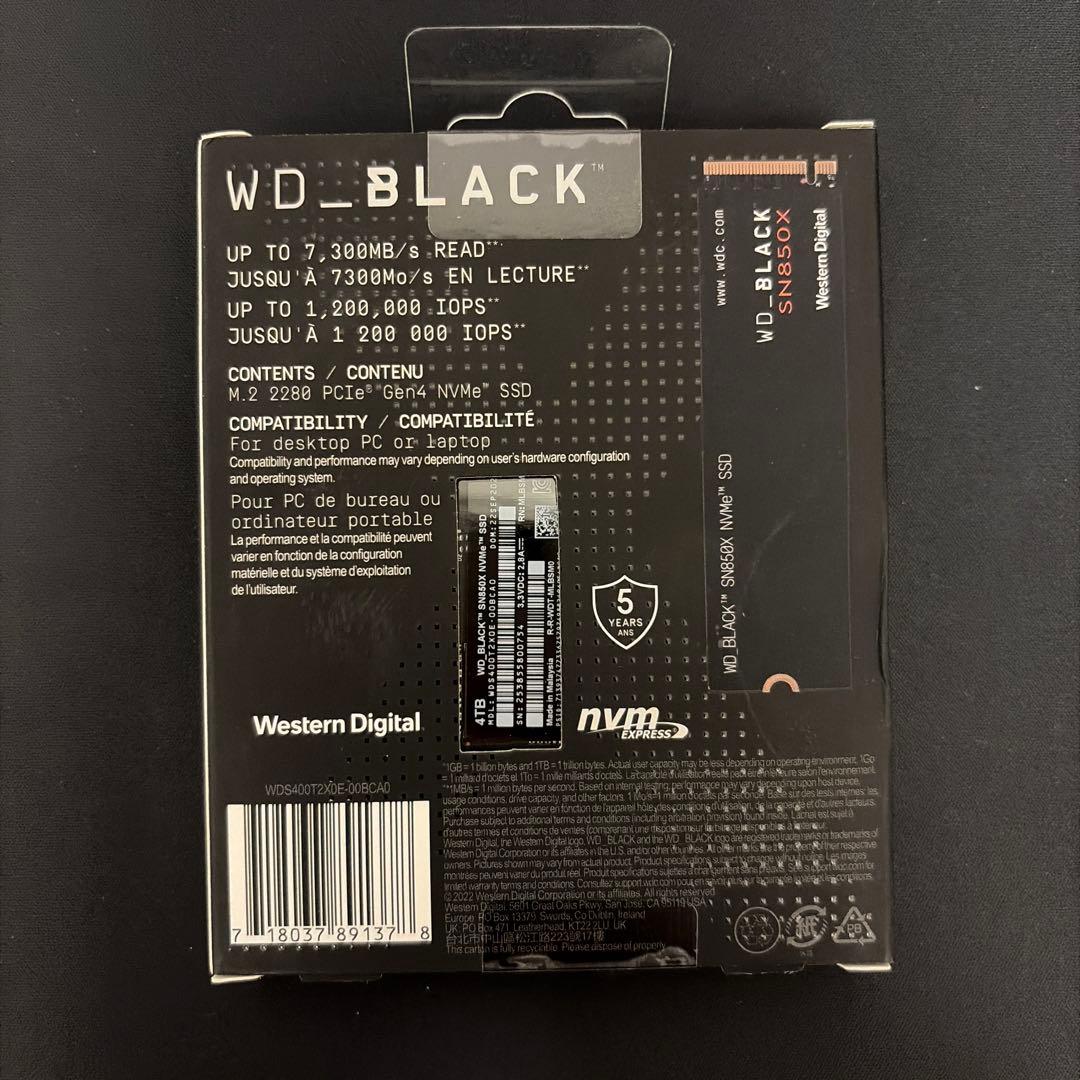 新品未開封　WD_BLACK SN850X NVMe SSD 4TB