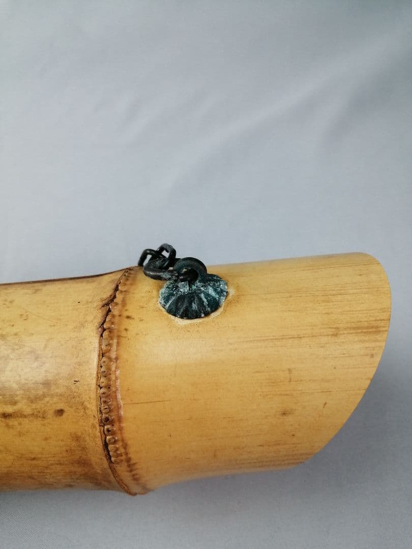 【茶事具】宗泰作　大徳寺紫野與雲和尚在判　銘 恵比寿　竹釣船花入れ　花入れ218