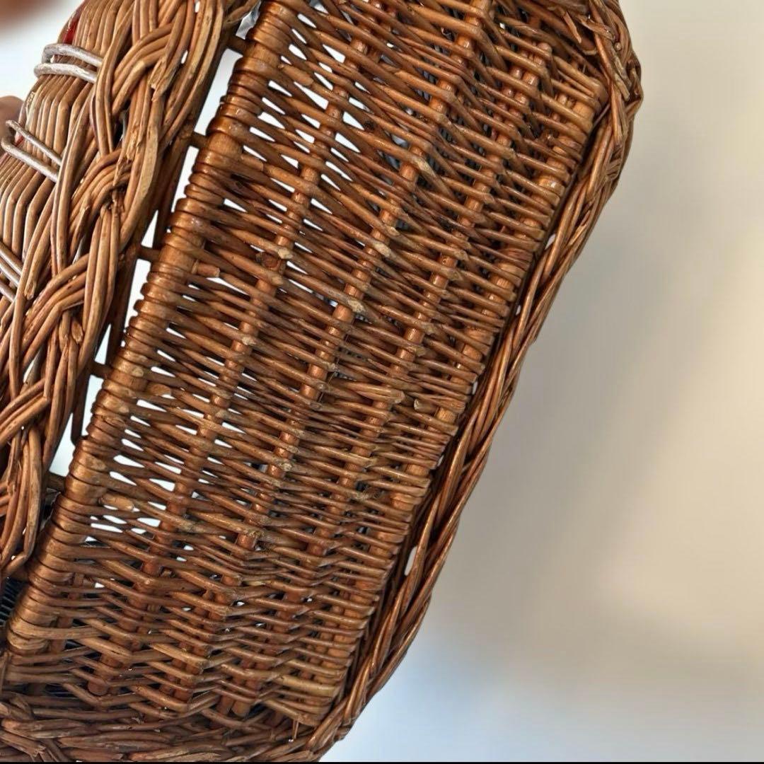 【人気のデザイン】飴色手作りパニエ　フランスアンティーク　バスケット　カゴ