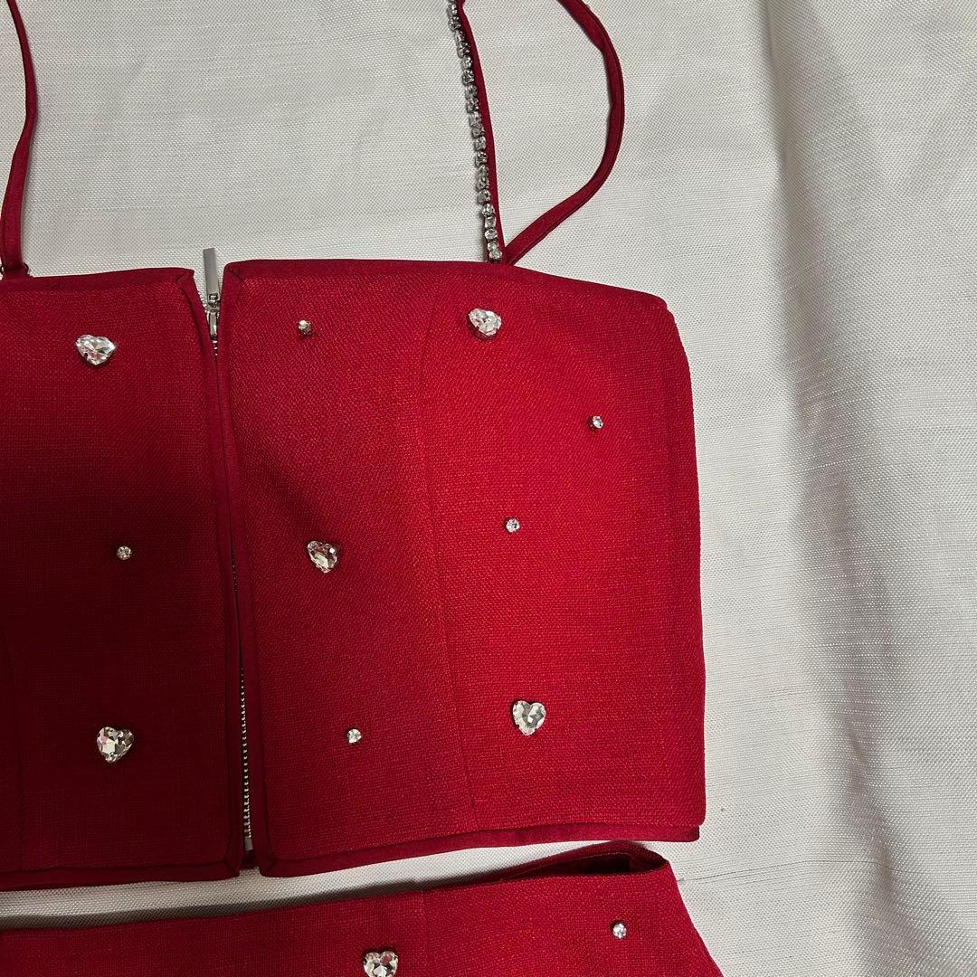 16日取り置き専用　robe de fleurs ビジュー装飾ミニドレス