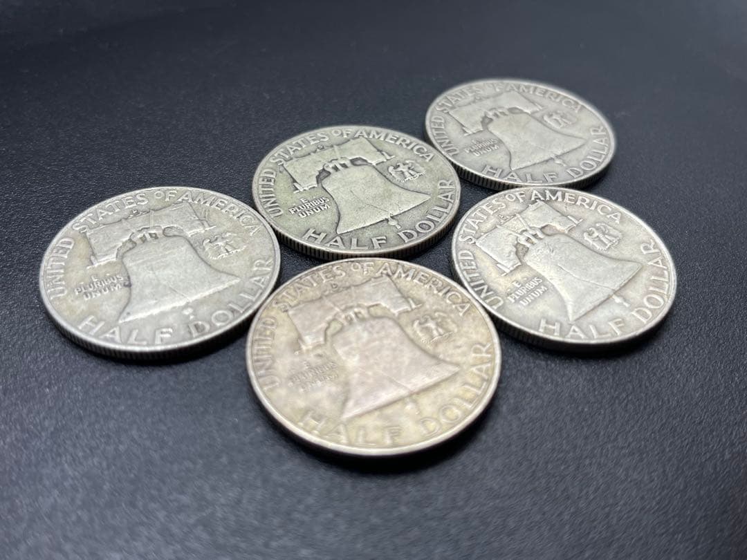 フランクリンハーフダラーアメリカ銀貨ドル5枚50セント