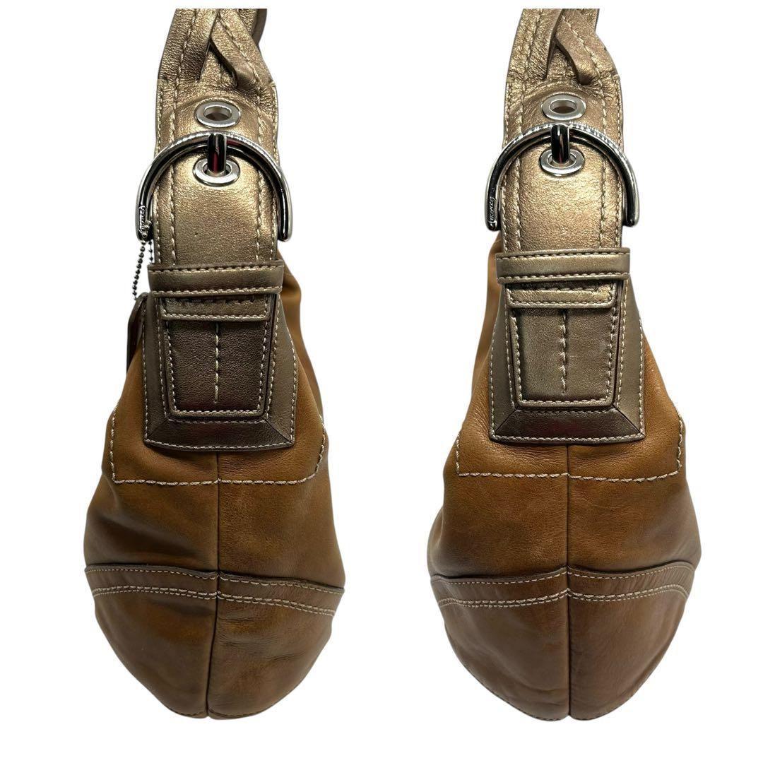 良品 759 コーチ ホーボー ワンショルダーバッグ レザー ブラウン