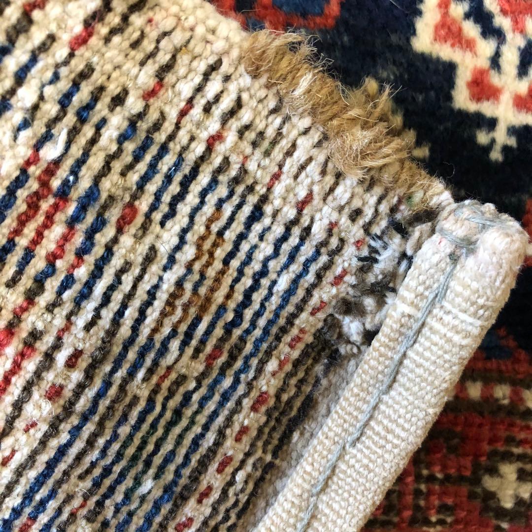 セミアンティーク絨毯 クルド系 植物柄の袋表 手織り トライバルラグ