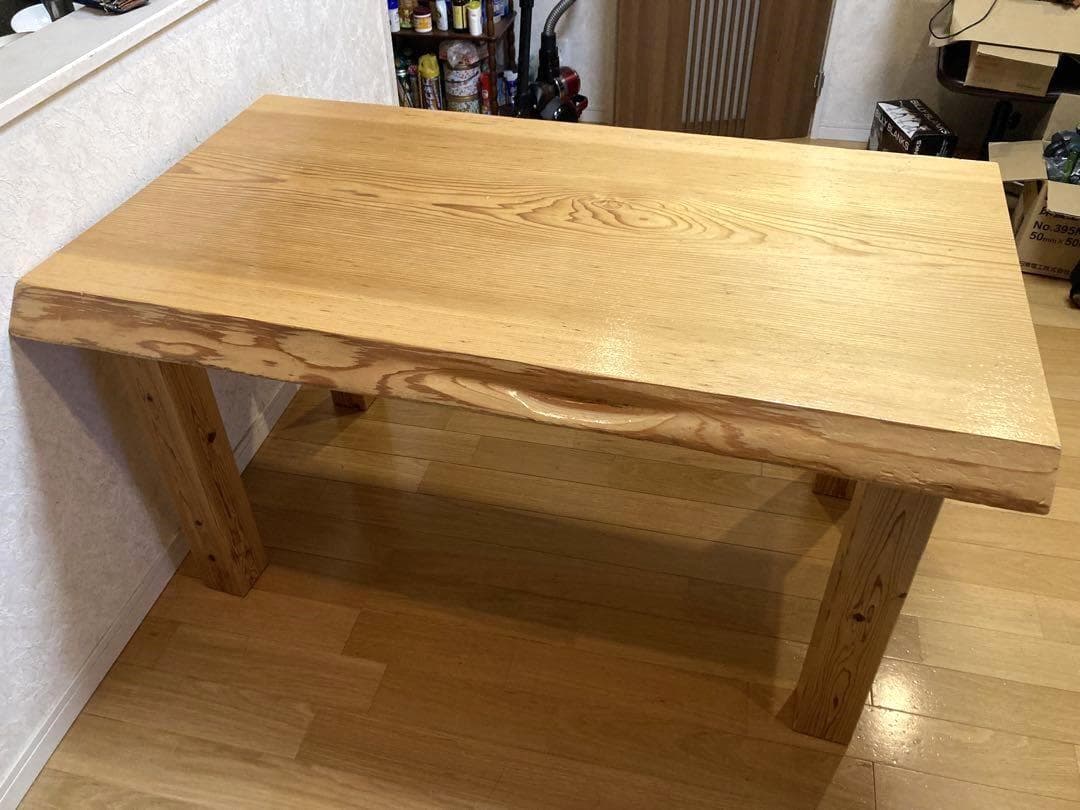 希少 ビンテージ 一枚板 ダイニングテーブル 木製 天然木 135cm 現状