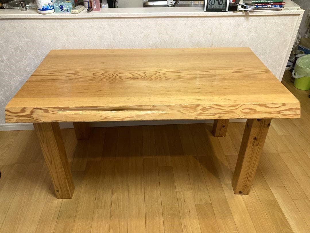 希少 ビンテージ 一枚板 ダイニングテーブル 木製 天然木 135cm 現状