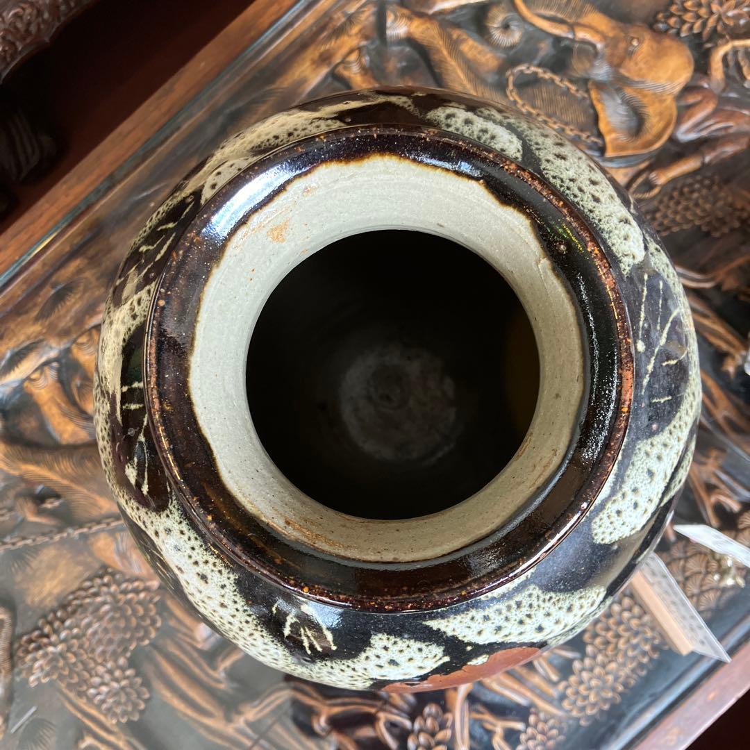 壺　柿図　花びん