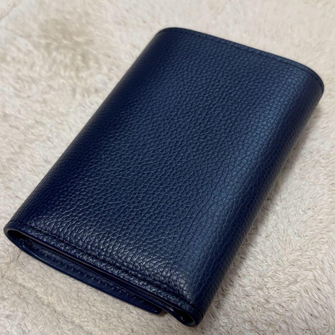 ロエベ 三つ折り財布 ネイビー 美品 箱 保証書付 正規品
