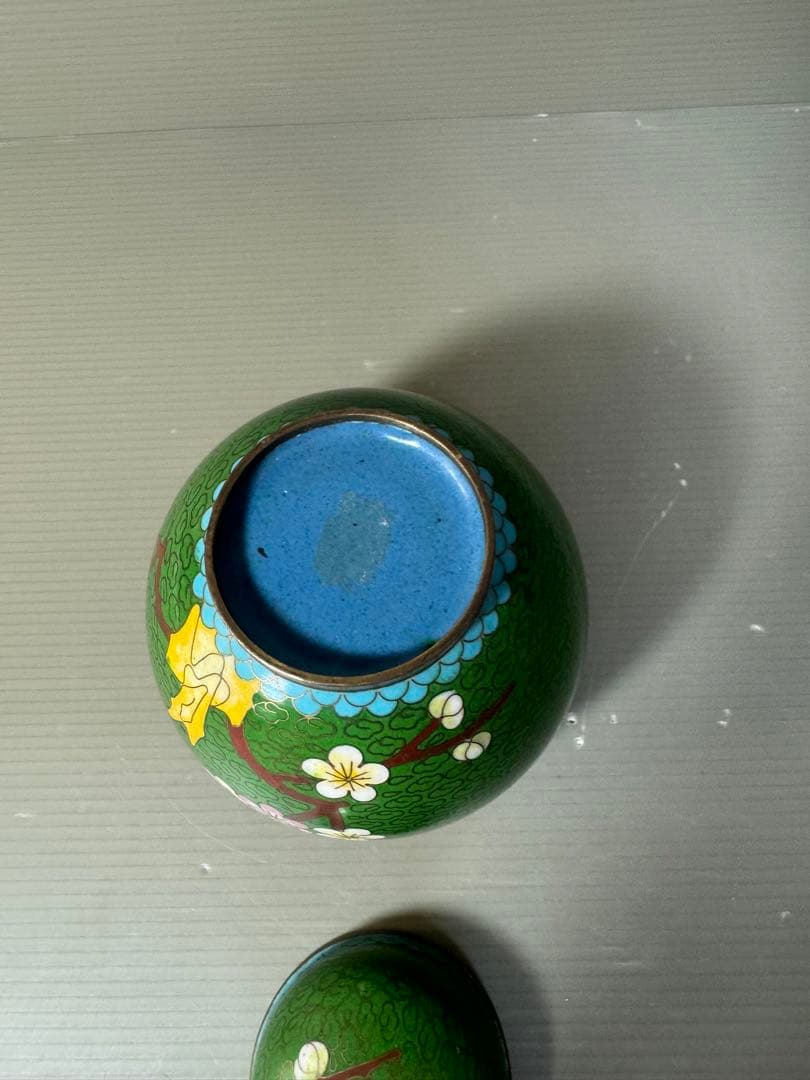 2621 七宝焼 茶入 梅柄 中国美術 小物入