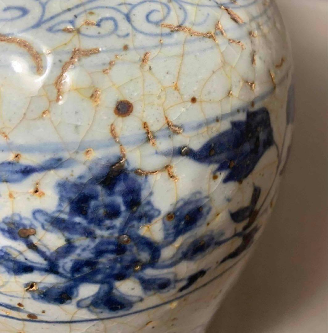 中国 染付草花瓶　f2250920