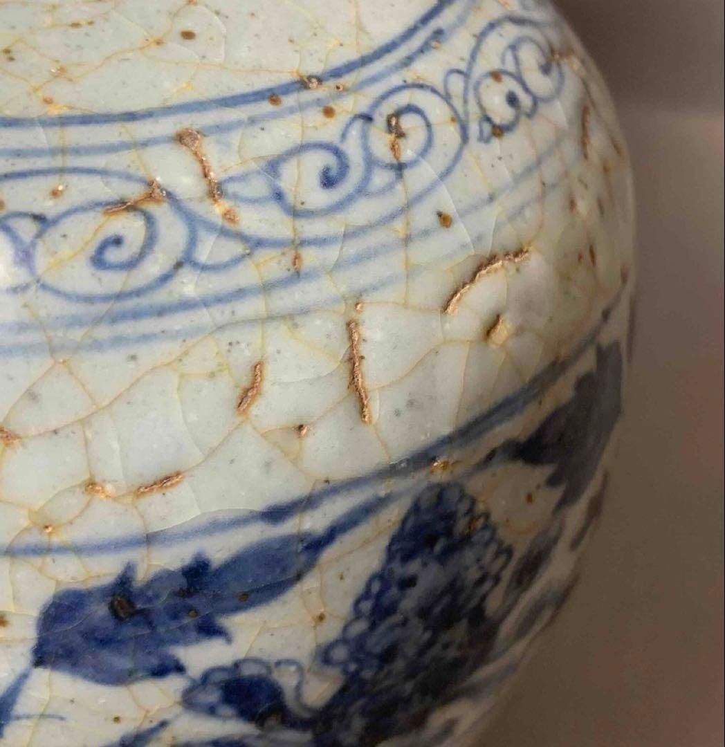 中国 染付草花瓶　f2250920