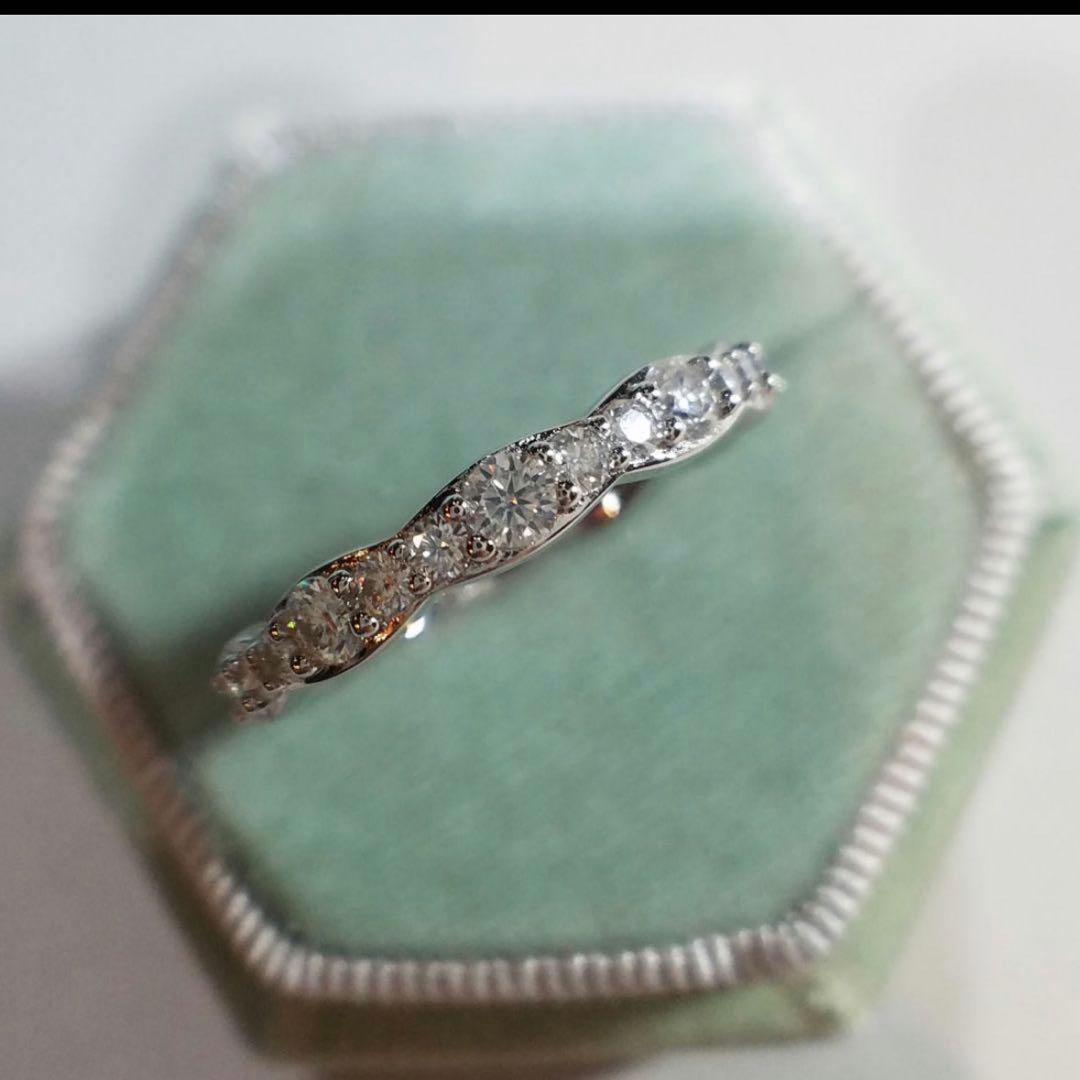 koso0616！最高級モアサナイト　ウェーブエタニティリング