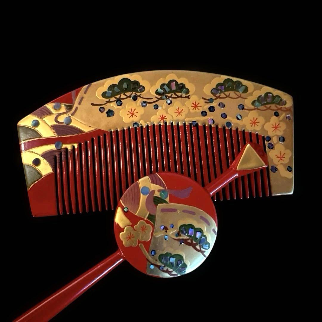 専用です。 日本髪 髪飾り 七五三(7歳) (赤 ・つばき )