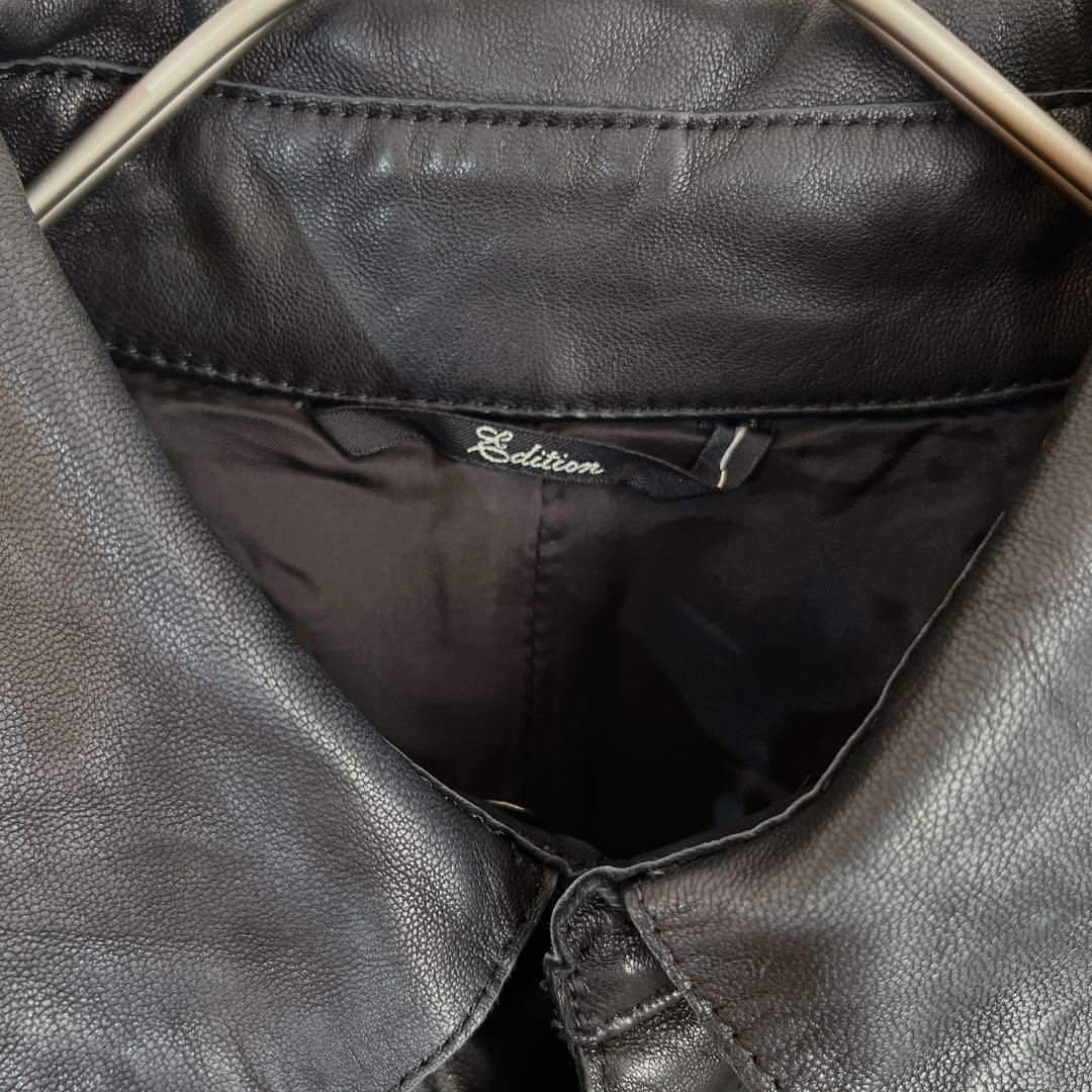 Edition ラムレザーのライダースジャケット　ブラック　革ジャン　羊革