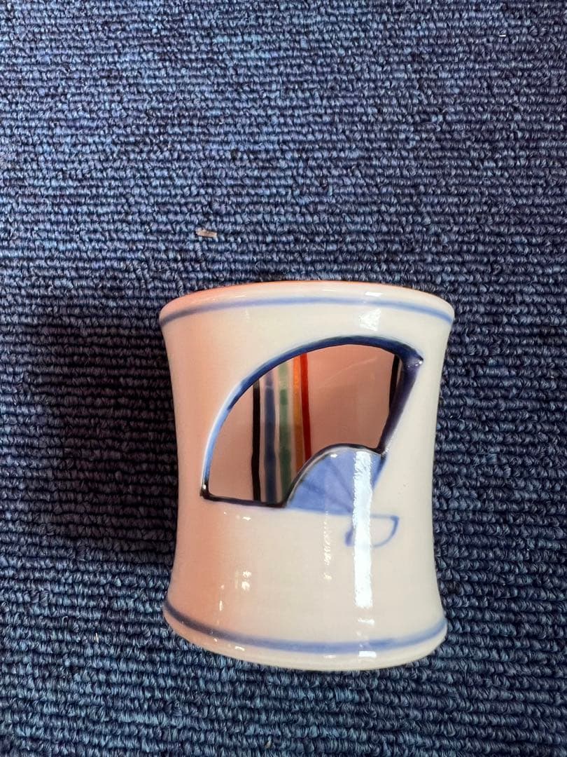 1429 橋本龍岳　扇面　色絵末広透し蓋置 共箱 茶道具　未使用