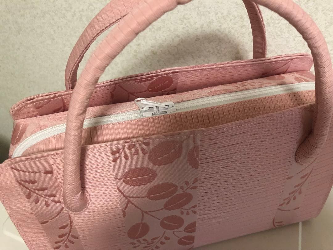 葉柄ピンク和装用バッグ