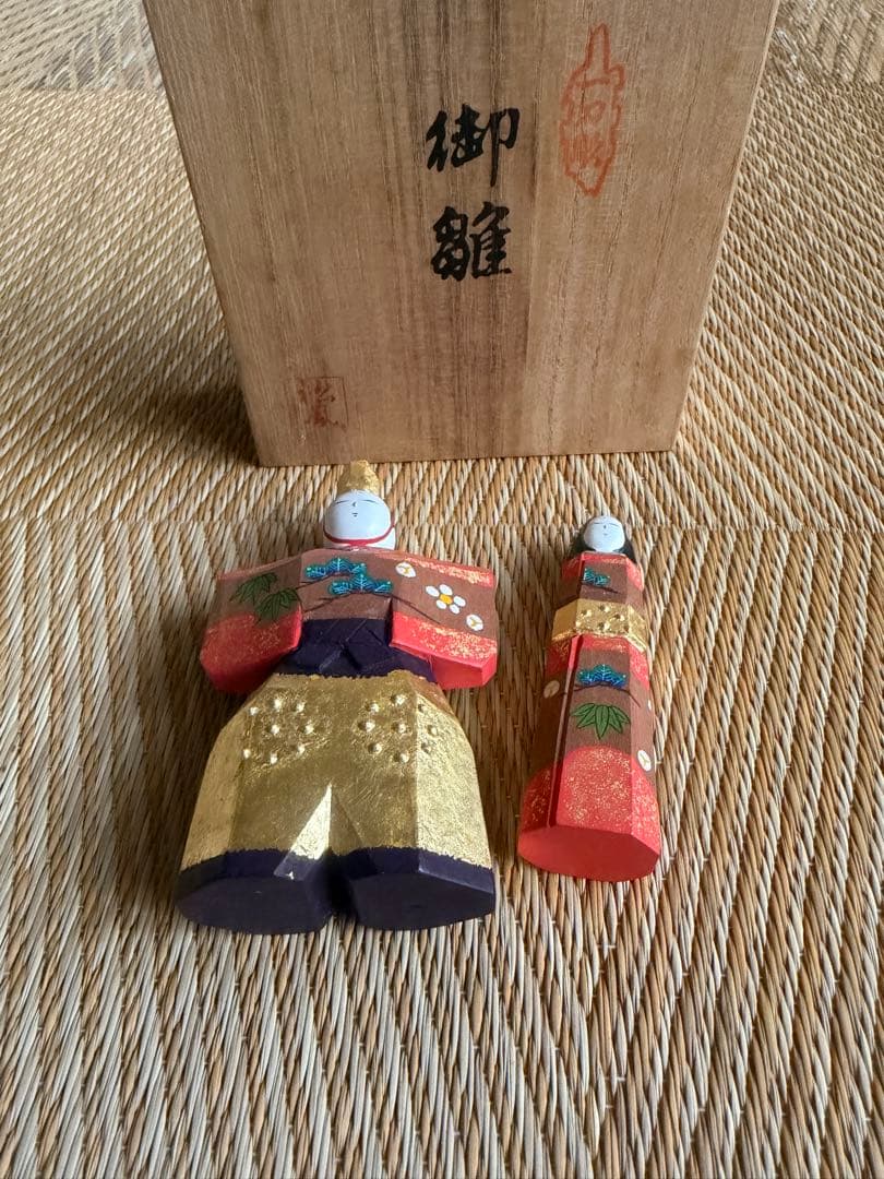 一刀彫 御雛 内裏雛 お雛様 共箱