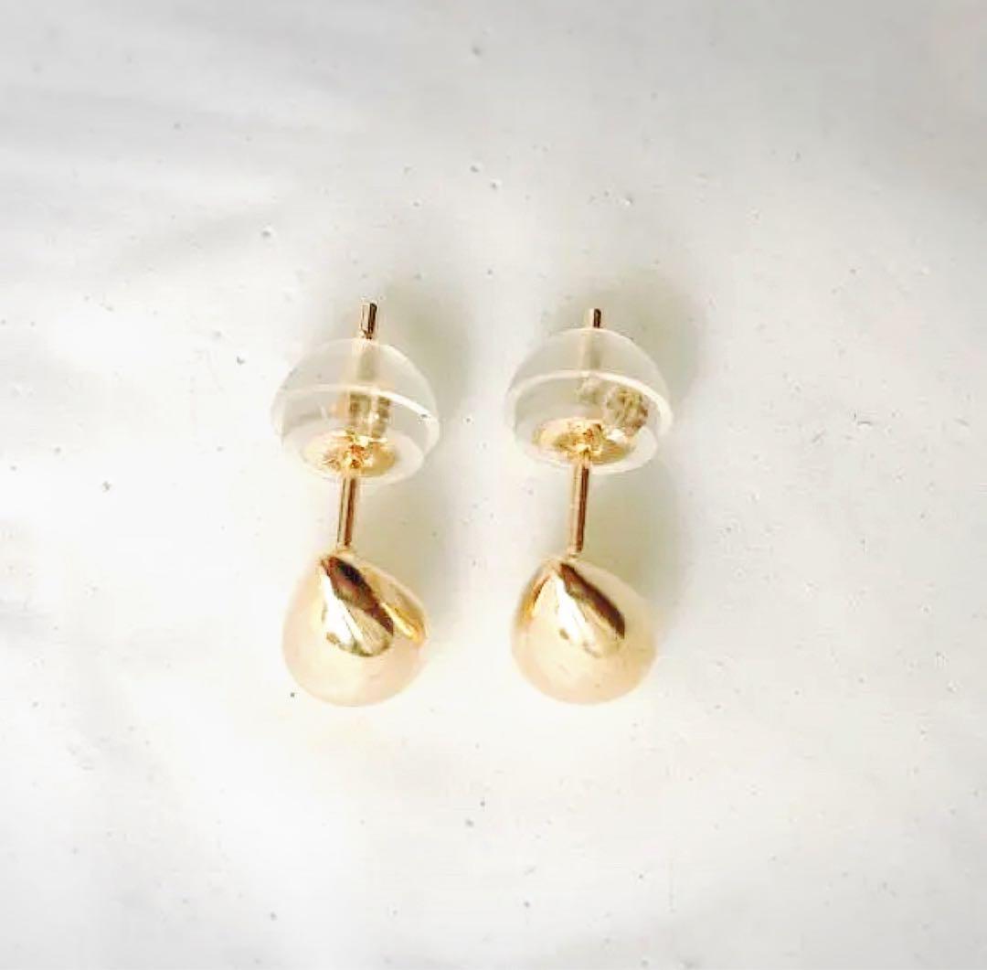 まる様　ピアス 18K 18金 つけっぱなし スタッドピアス しずく 無垢 金