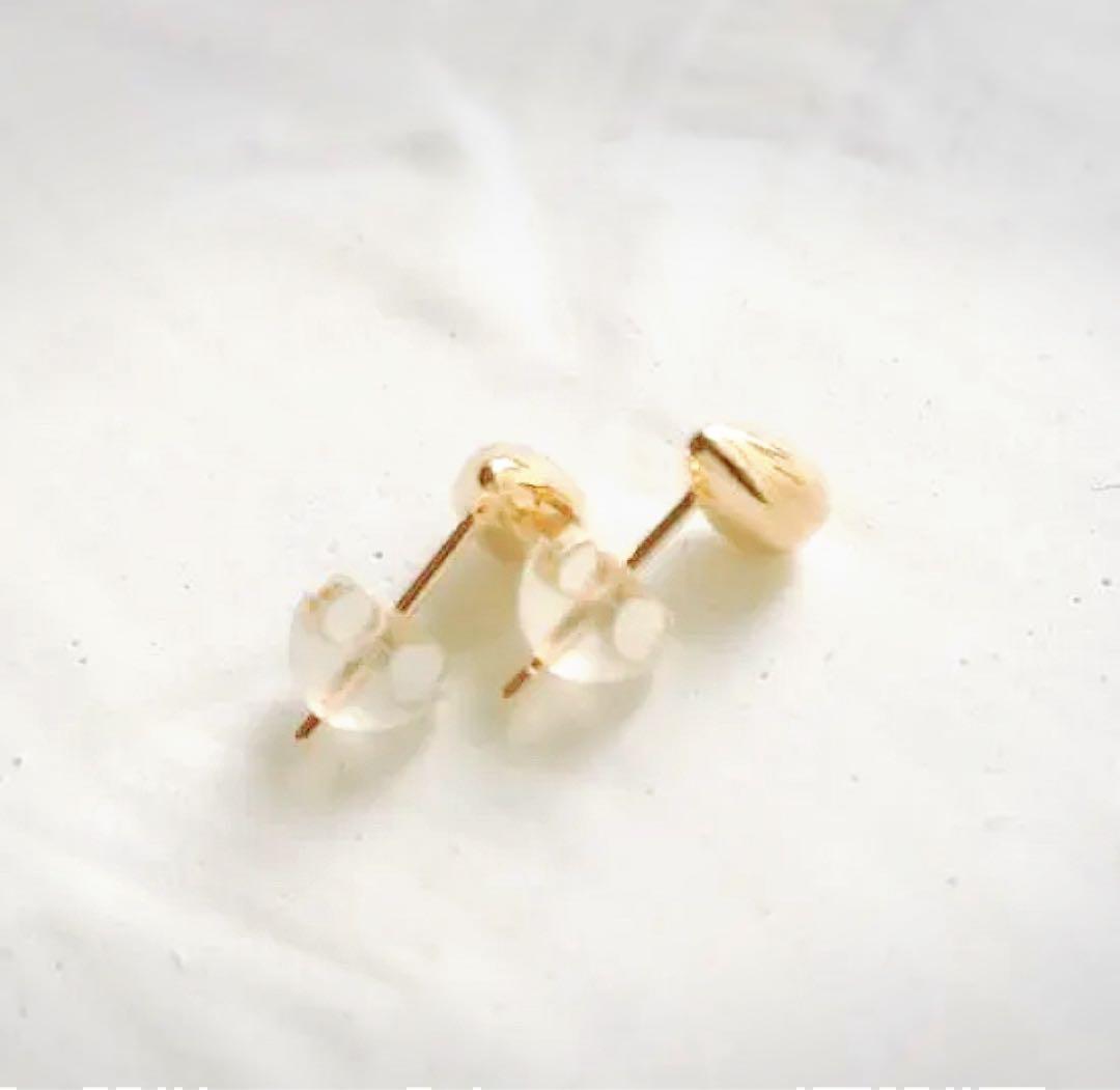 まる様　ピアス 18K 18金 つけっぱなし スタッドピアス しずく 無垢 金