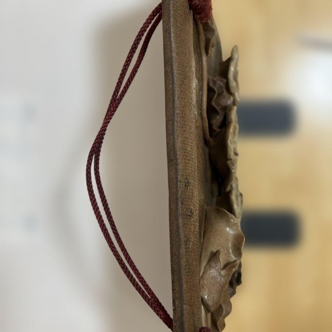 益子焼　陶板　花モチーフ　作者不明