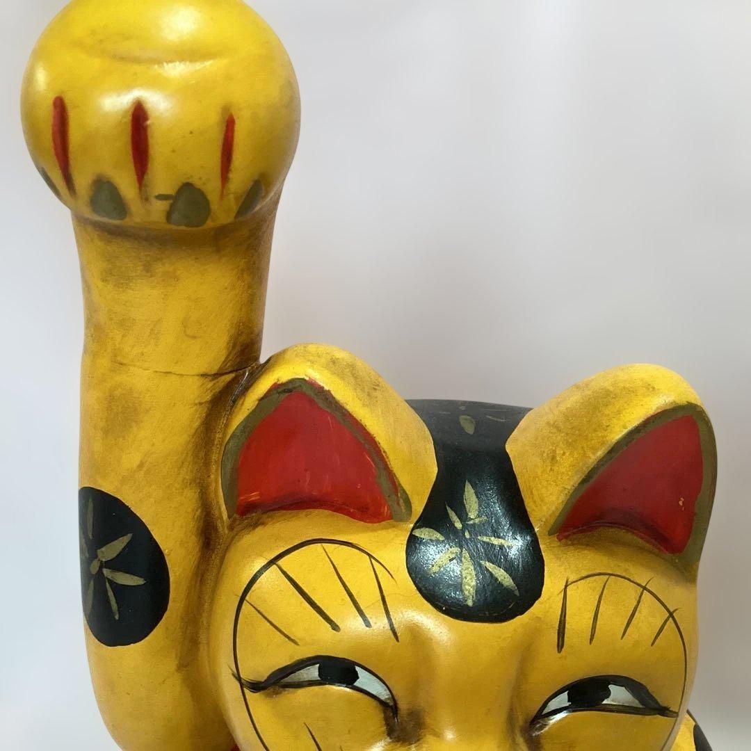 金運招き猫 七福神　ゴールド　商売繁盛　縁起物　アンティーク置物 金色 黄色陶器