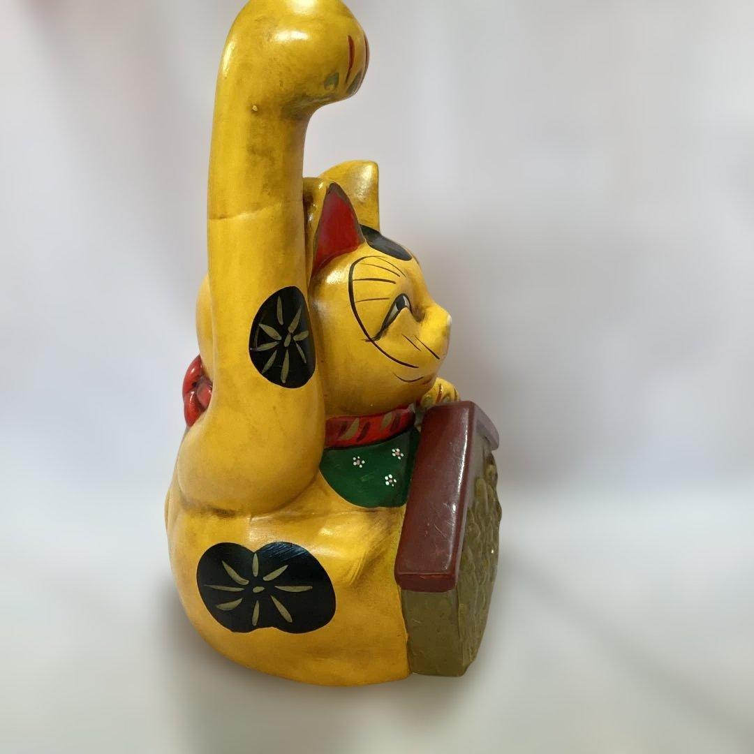 金運招き猫 七福神　ゴールド　商売繁盛　縁起物　アンティーク置物 金色 黄色陶器