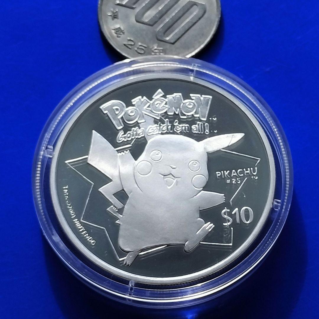 ポケモン10＄銀貨ピカチュウ（PIKACHU）PoKeMoN NIUE2001年