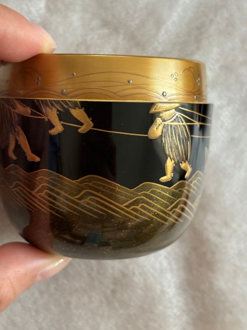 茶道具　茶入　蒔絵師　大端　稔　鶴　輪島塗　棗　灰匙　風