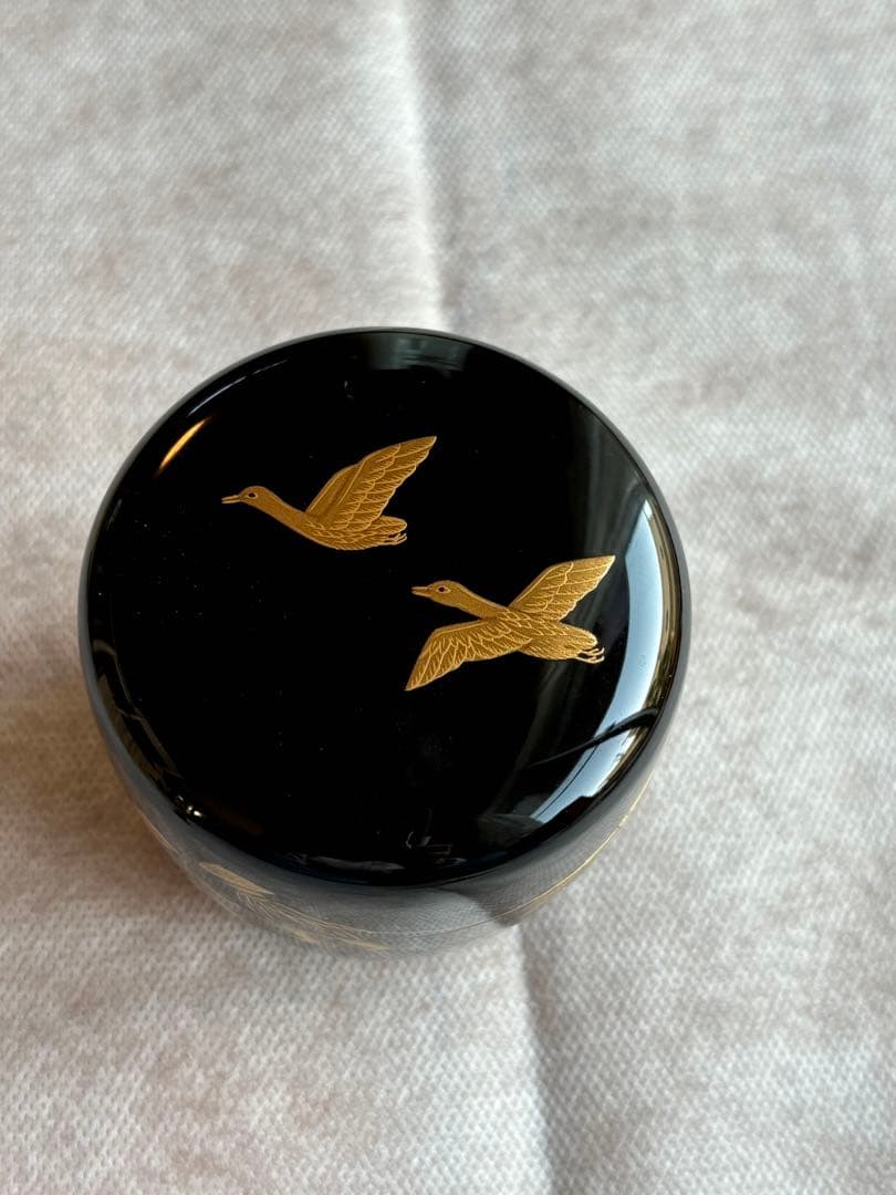 茶道具　茶入　蒔絵師　大端　稔　鶴　輪島塗　棗　灰匙　風