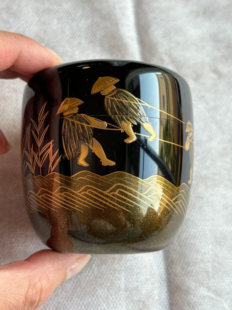 茶道具　茶入　蒔絵師　大端　稔　鶴　輪島塗　棗　灰匙　風